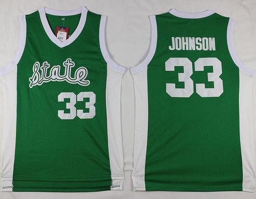 Spartans #33 Magic Johnson Green Throwback Basketball Stitched NCAA Jersey - Click Image to Close